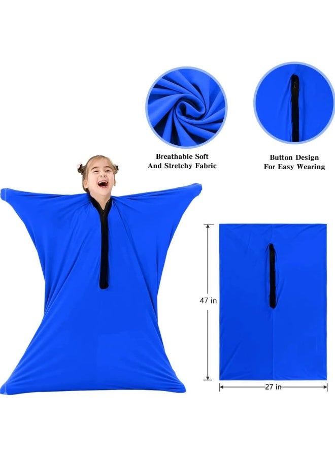 جوارب SnuzzleMart الحسية للجسم للأطفال والكبار – جوارب حركة مرنة قابلة للتنفس لدعم التوحد وفرط الحركة واضطراب المعالجة الحسية – بطانية علاجية بضغط عميق مهدئ – تعزز وعي الجسم والتركيز – لون أزرق فاتح (صغير، 102 × 69 سم) - Image 4